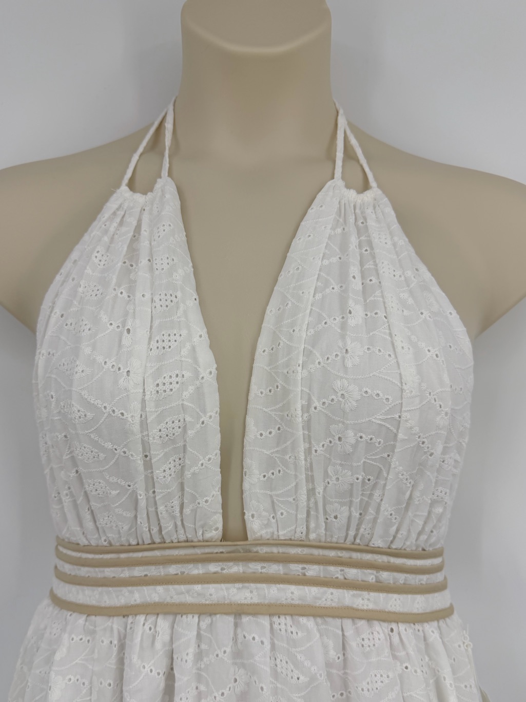 Parker Nwt The Brynn Halter Dress Embroidered Eyelet Cotton Lucent White Size 6 — image 2 of 8
